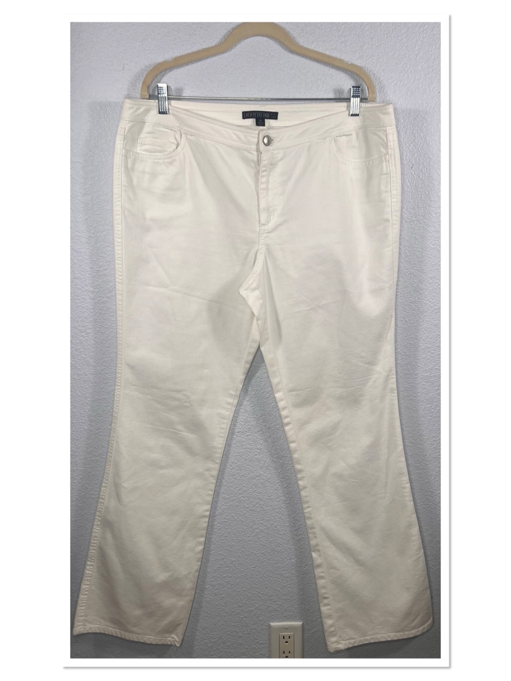 Lafayette 148 White Bootcut Jeans Cotton Blend Sz 14 Zipper Fly